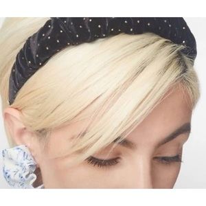 NWT LELE SADOUGHI Jet Dot Velvet Kelly headband
